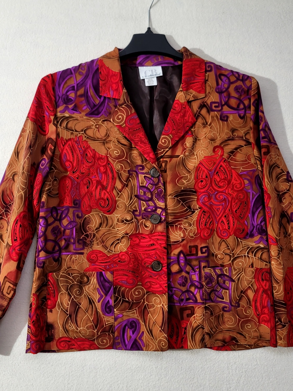 Women's Red & Purple Patterned Blazer - C.I. Collection